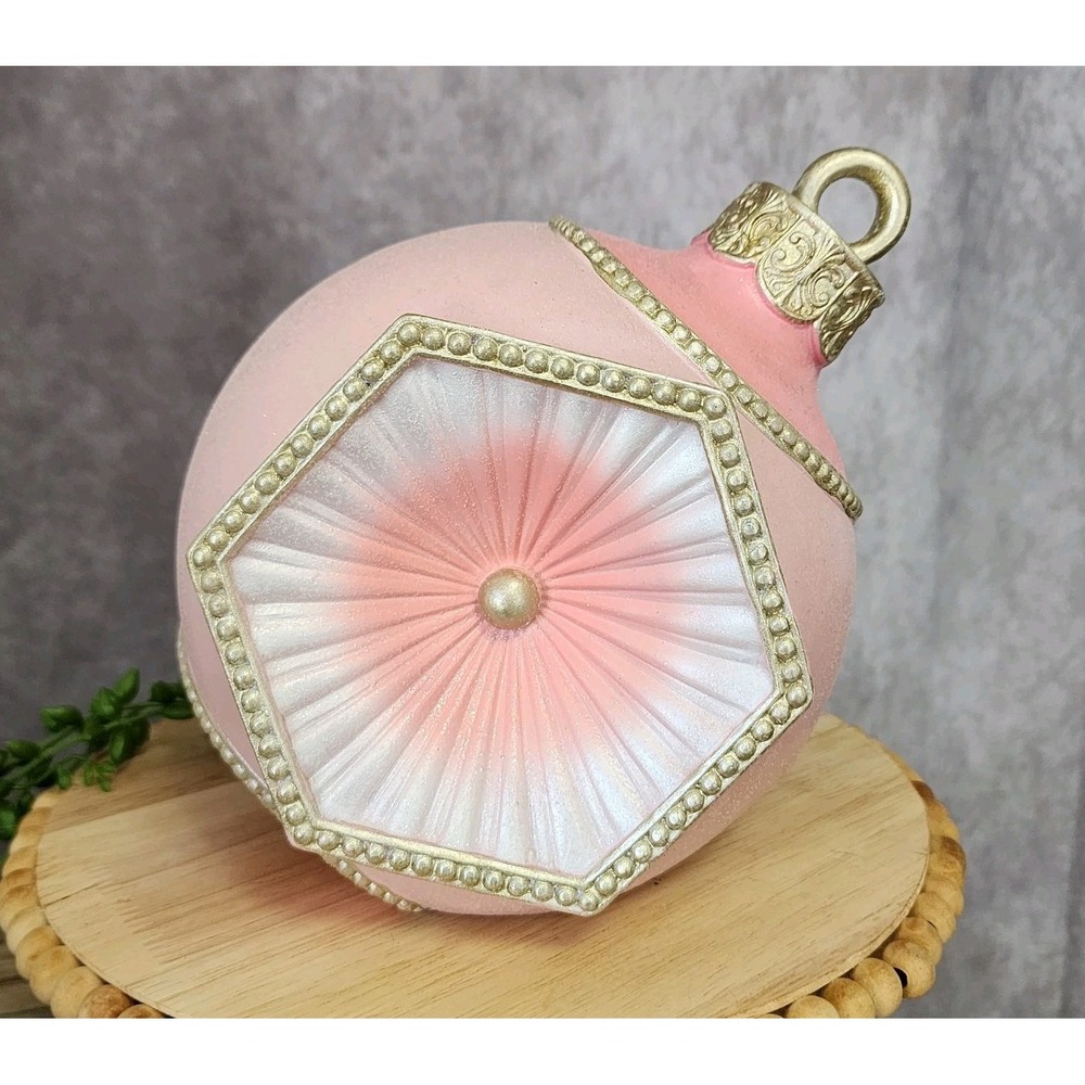 Large Pink Christmas Tree Ornament Resin Tabletop Retro Decor Pinkmas 7"x7" NEW